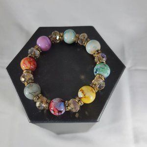 Multi-colored Marble Bead Bracelet